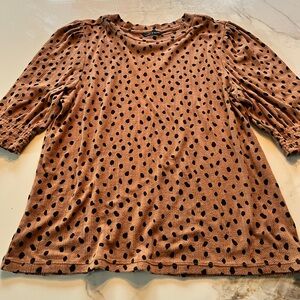 Lucky Brand Tan Blouse with Black Cheetah Print